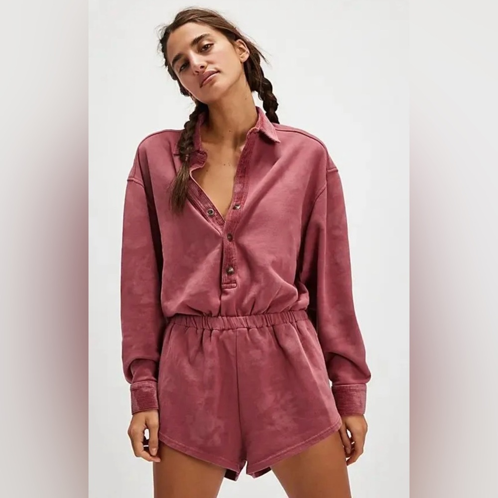 Free People We The Free Carson Washed Romper Size L NWT